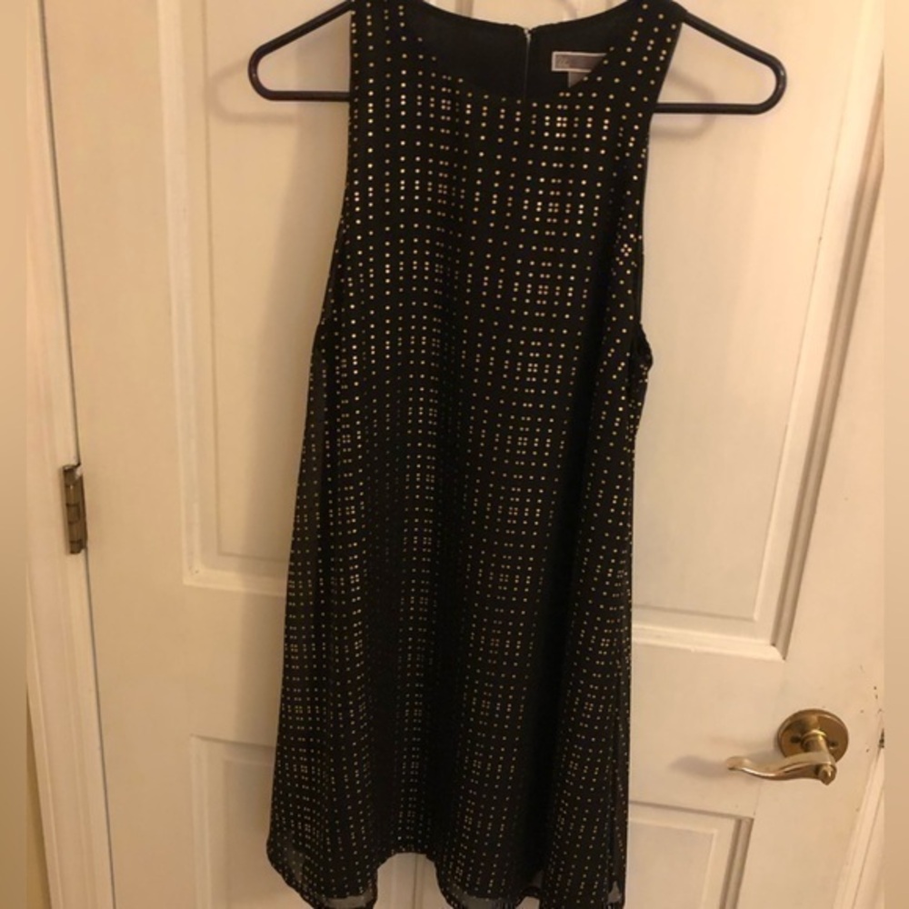 Chelsea28 Black and Gold Sheath Dress